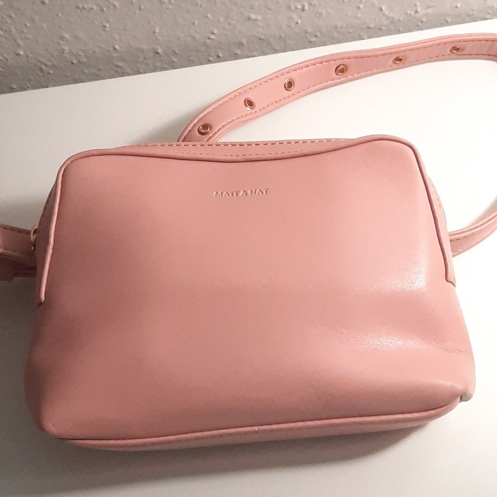MATT & NAT Belt Bag( Waist Fanny Pack) Pink Zipper Adjustable Strap